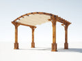 Pérgola de jardín de madera 320x300x260 cm - Marrón-Beige - Cubierta textil arqueada y diseño rústico