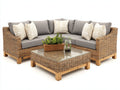 Sofás de exterior de ratán 250x250x75 cm - marrón-gris - conjunto esquinero con mesa de centro