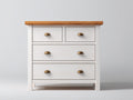 Cómodas de madera 90x42x95 cm - blanco-madera natural - 4 cajones con tiradores metálicos