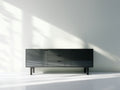Mueble recibidor de madera 160x42x78 cm - Negro - 3 cajones 2 puertas y diseño contemporáneo