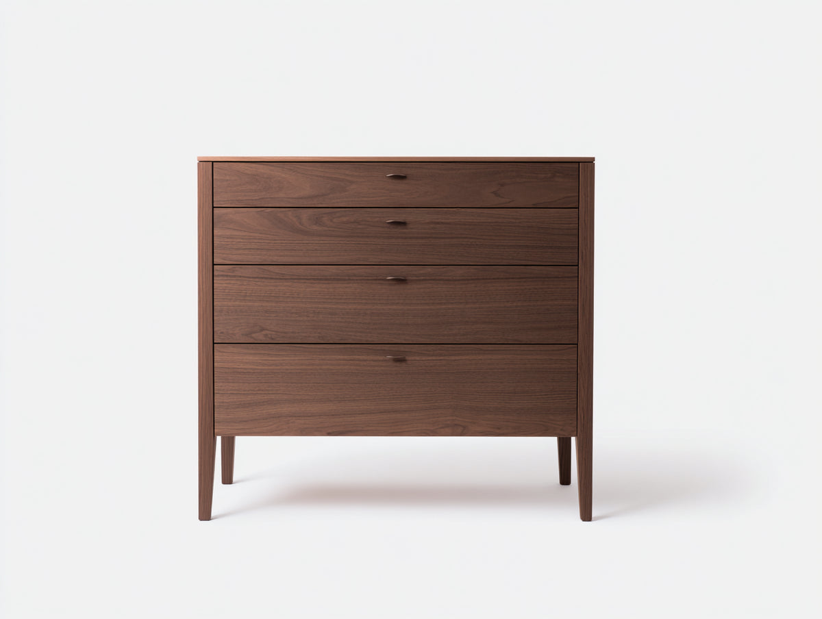 Cómodas de madera 100x45x105 cm - Marrón nogal - 4 cajones y diseño contemporáneo