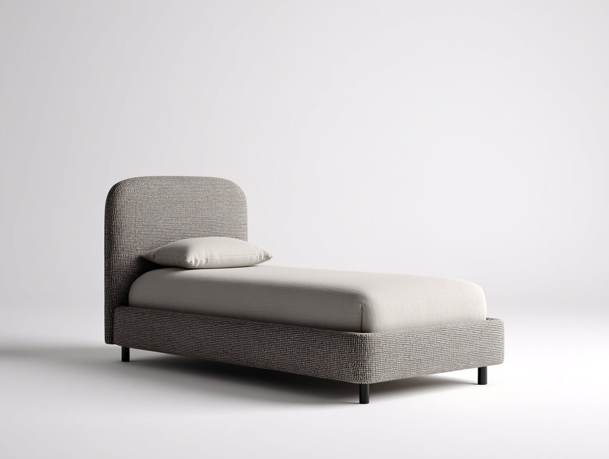 Camas individuales tapizadas 205x105x110 cm - gris topo - diseño moderno