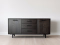 Mueble recibidor de madera 170x42x82 cm - marrón oscuro-negro - 3 cajones y 2 puertas de diseño moderno