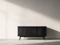 Mueble recibidor de madera 160x42x78 cm - negro - diseño moderno con 4 puertas