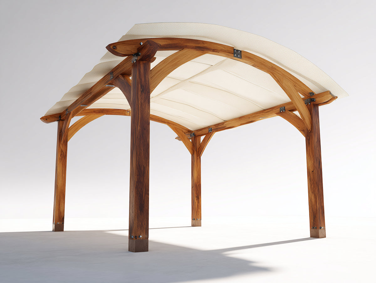 Pérgola de jardín de madera 300x300x270 cm - marrón natural-beige - techo curvo para exterior