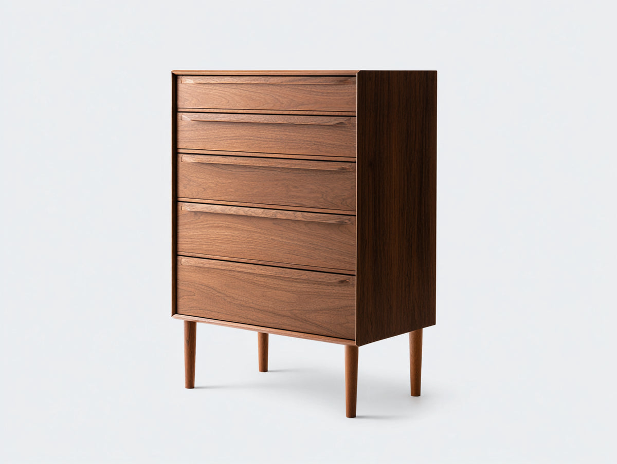 Cómodas de madera 80x42x120 cm - marrón - 5 cajones y diseño moderno