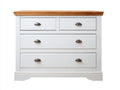 Cómodas - Madera-Metal - 95 x 45 x 88 cm - Blanco-Marrón - 4 cajones estilo clásico