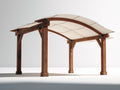 Pérgola de jardín de madera 320x300x255 cm - Marrón-Beige - Cubierta textil arqueada y diseño rústico