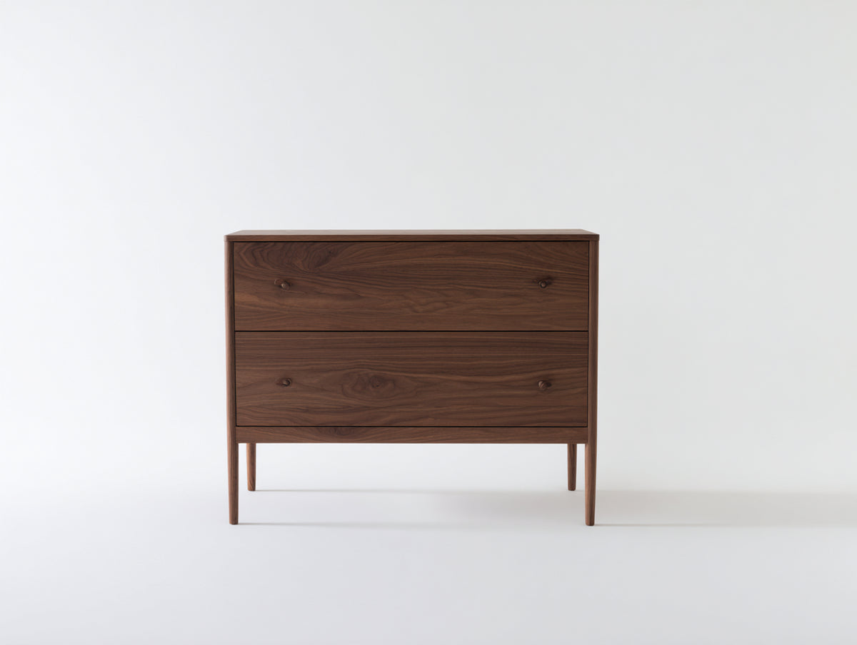Cómodas de madera 90x42x85 cm - marrón nogal - diseño moderno con 2 cajones