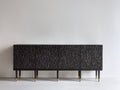 Mueble recibidor de madera 200x45x85 cm - marrón oscuro - cuatro puertas con acabado texturizado