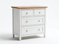 Cómodas de madera 90x42x95 cm - blanco-madera natural - 4 cajones estilo rústico moderno