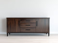 Mueble recibidor de madera 180x42x82 cm - marrón oscuro-negro - 2 puertas y 3 cajones estilo moderno