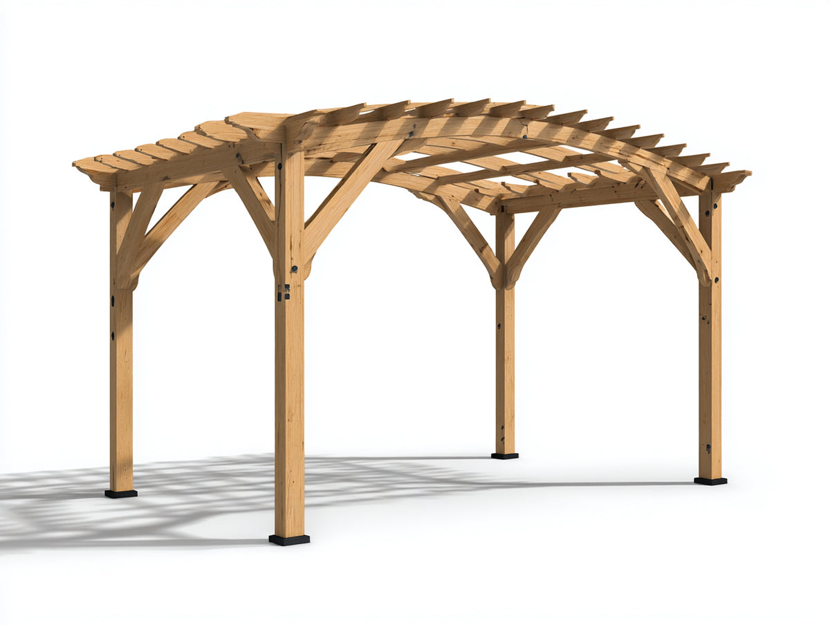 Pérgola de jardín de madera 400x300x270 cm - madera natural-negro - techo enrejado y refuerzos diagonales