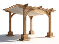 Pérgola de jardín de madera 400x300x270 cm - madera natural-beige - cubierta textil y diseño arqueado