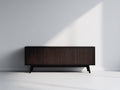 Mueble recibidor de madera 180x42x78 cm - marrón oscuro-negro - 4 puertas y diseño moderno