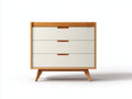 Cómodas de madera 80x40x80 cm - blanco crema-madera natural - 3 cajones estilo nórdico