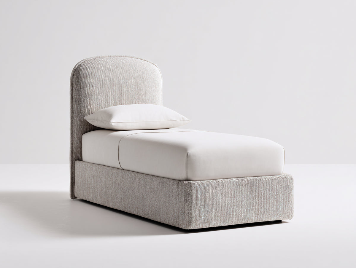 Camas individuales - Tejido-Madera - 210 x 105 x 115 cm - Beige - Diseño moderno tapizado