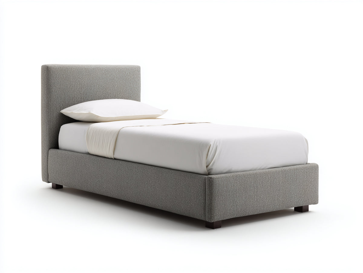 Camas individuales tapizadas 200x100x110 cm - gris claro - diseño moderno