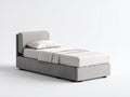 Camas individuales tapizadas 205x105x105 cm - gris claro - cabecero acolchado moderno