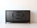 Mueble recibidor de madera 170x42x85 cm - marrón oscuro-negro - 2 puertas y 3 cajones diseño contemporáneo