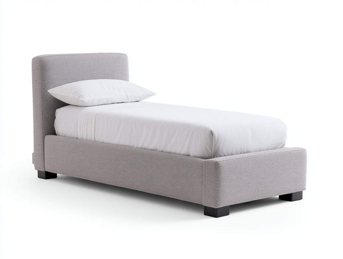 Camas individuales tapizadas 205x105x105 cm - gris claro - diseño moderno