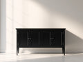 Mueble recibidor de madera 160x40x85 cm - negro - 4 puertas estilo clásico contemporáneo